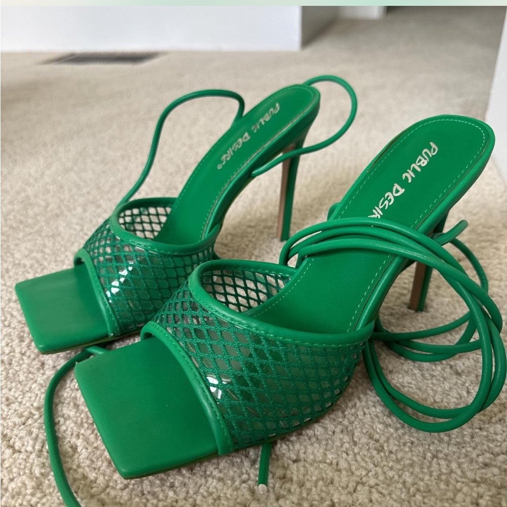 Public Desire Green Strappy Heels